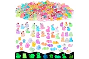 EKISEMIO 150pcs Mini Luminous Resin Animals, Mini Ducks, Multiple Styles Little Plastic Animal Miniature Figures Small Glass Animals Glow in the Dark Set for Micro Landscape Fairy Aquarium Dollhouse Decor
