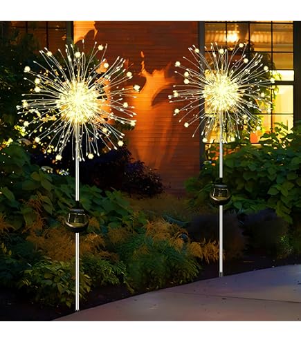 Lot De 2 Lampes Solaires De Jardin Extérieur - 150 LED, IP65 Étanche, Multicolore, Pour Allée, Pelouse, Décoration