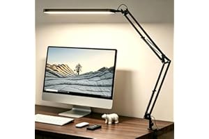 SKYLEO Lámpara Escritorio-Flexo LED Escritorio 1300LM - 5 modos de color x 11 niveles de brillo - Brazo oscilante ajustable - Temporizador y función de memoria - 12W Flexo - Negro