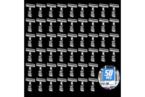 WOOWAIR 50 Stück Kunststoff Drehbare Schilderhalter, Preisschild Klammer, Halterung für Preisschilder, Display Clip Halter, Preisschild Clip, Merchandise Schild Clip, Kunststoff Preisschilder Obst Drehbar