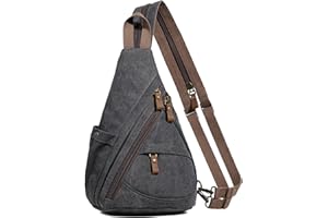 KL928 Canvas Sling Bag Rucksack Damen und Herren – Schulterrucksack Umhängetasche Crossbag Verstellbarem Schultergurt Perfekt für Outdoorsport, Wandern, Radfahren, Bergsteigen, Reisen