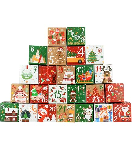 24 Boîtes Calendrier De L'avent Vides à Remplir - DIY Noël (7x7x7 Cm)