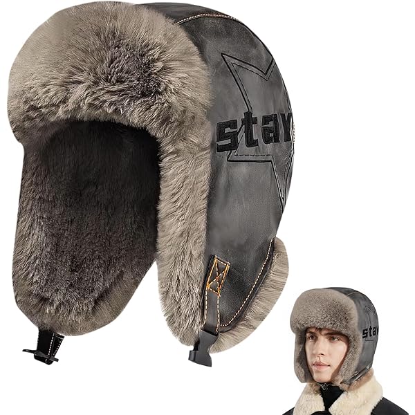 Fancet Unisex Winterhoeden voor Mannen Vrouwen Faux Fur Oorflap Jacht Schieten Hoed Warm Ushanka Russische Trooper Trapper Outdoor Ski Mode Zwart 58-60CM
