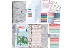 ‎ANYUKE Budget Planner Budget Binder A6 - Budgetplaner Finanzplaner, Bugetplaner Umschlagmethode Haushaltsbuch mit Geldfächer, Geld Organizer Sparbuch mit Folien für Sparen, Geldplaner, Cash Stuffing