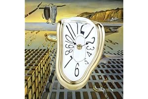 ‎LAFOCUSE Lafocuse Lautlos Salvador Dali Uhr Gold, Geschmolzene Uhr Ohne Tickgeräusche, Tischuhren Modern Schmelzende Deko für Regale Schreibtisch 18x13x15cm