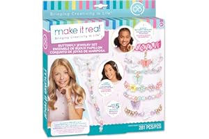 Make It Real 2901323 Schmuckset Schmetterling, DIY Schmuck Set mit schimmernden Anhängern, Kette und Haarschmuck, Armbänder selber basteln für Kinder