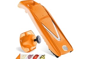 Börner Cortador de Verduras V5 (Set Básico) • Mandolina en V para Cortar Rodajas en 4 Grosores • Cortadora de Acero Inoxidable • Mandolina Ajustable para Frutas y Verduras • Color: Naranja
