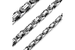 Roheafer Collier Chaîne Byzantine Homme Argent/Noir Chaîne Épaisse en Acier Inoxydable 4/6/8MM Bijoux Hip Hop pour Hommes 51-76