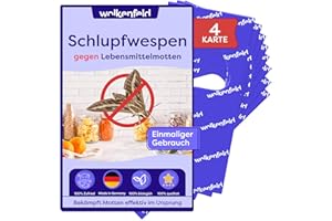 Wolkenfeld Schlupfwespen gegen Lebensmittelmotten – 4 Karten mit 1 Lieferung – Effektive & Chemiefreie Mottenbekämpfung – Natürliche Alternative zu Mottenfallen, Sprays & Pheromonfallen