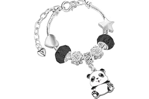 CHARM BUDDY Baby Panda Sparkly Black Crystal and Silver Plated Adjustable Charm Bracelet with Gift Box Set Birthday Gifts for Girls Kids Jewelry Birthday Jewellery for Girls and Ladies