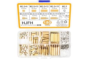 HJFH M2.5 Entretoise Hexagonale Laiton Écrou Assortiment Kit pour Raspberry PI PCB Carte Mère (180Pièces)