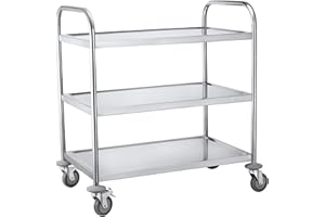 CLEANMATE IQE - Industrial Quality Equipment EWH-300 Edelstahlservierwagen, 3 Etagen, 150 kg Tragfähigkeit, 845 mm x 525 mm x 940 mm