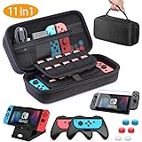 HEYSTOP Étui pour Nintendo Switch, 11 en 1 Étui de Transport pour Nintendo Switch, 2X Grip pour Joy-Con Nintendo Switch, Support de Jeu Ajustable, Protection écran Switch et 6 Thumb Grips