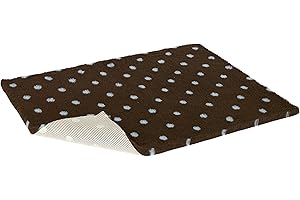 Vetbed Chien et Chat Linge de lit, Marron avec Motif à Pois Bleu