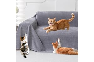 Loiion Anti Scratch Furniture Protector, Scratch Proof Sofa Cover, Waterproof Non Slip Sofa Cover, Pet-Friendly Couch Protectors for 3 Seater Covers, Pet Couch Covers, Grey 340x180cm