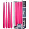 Hyoola Fuchsia Hot Pink Taper Candles - 350 mm (14 Inch) Unscented Dripless Taper Candles - 12 Hour Burn Time - 12 Pack