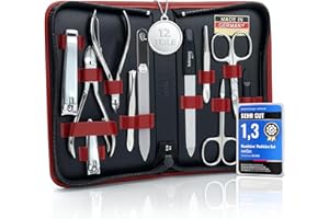 MARQUS Solingen Set per Manicure Professionale – Include Pinza, Lima in Vetro e 12 Pezzi di qualità. Custodia in Pelle, strumenti Made in Germany, perfetti per Unghie curate. Elegante e pratico