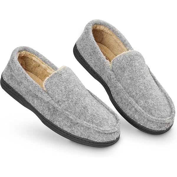 ULTRAIDEAS Pantofole Uomo Memory Foam Con Fodera In Pile - Retro Chiuso E Suola Antiscivolo - Marrone, Taglia 45 EU - 2