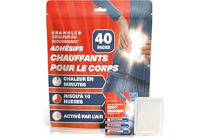 Bramble - Chauffe-Corps adhésifs (Paquet de 40) - Patchs adhésifs Ultra-Fins pour Une Chaleur ciblée - Activés à l'air et sans Odeur - Jusqu'à 10 Heures de Chaleur