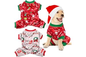 XUNIEA 2 Pieces Christmas Dog Pajamas Xmas Shirt Pet Warm Sleeping Clothes Christmas Dog Pajamas Shirts for Home Wearing Holiday Party Decorations (Red Santa, Hedgehog,Medium)