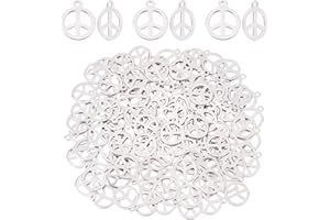 DICOSMETIC de Acero Inoxidable con Diseño de Signo de la Paz, Colgante Plano Y Redondo, Pequeño Colgante Hueco para Fabricación de Joyas de Bricolaje