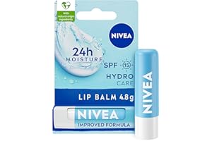 NIVEA Lip Balm Hydro Care with SPF 15 (4.8g), Hydrating Lip Balm with Shea Butter, Natural Oils and Vitamins, Provides 24 Hour Moisture and Protection