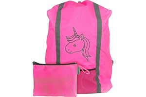 Eazy Case Sac à Dos d'écolier Housse de Protection Anti-Pluie avec Bandes réfléchissantes I Housse de Pluie imperméable avec réflecteur et Poche pour Plus de sécurité sur la Route, Licorne - Rose.