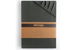 ‎DECOKING DecoKing Fitted Sheet 100% Cotton Jersey Box Spring Bed Fitted Sheet White Amber Collection
