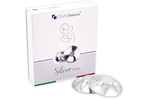 COVERbasics Paracapezzoli in Argento (SilverCups) Coppette Proteggi Capezzoli per Aiutare a Prevenire e Lenire Le Ragadi al Seno Durante l' Allattamento (Regular)