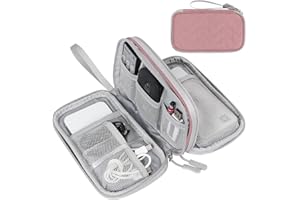 FYY Kabeltasche,Elektronische Tasche Organizer,Universal Reisekabel Tasche Elektronik Zubehör Tasche Organizer Tasche für Zubehör Handyladekabel,Kabel,Ladegerät, Adapter,Maus, Ladekabel,Plaid -Rosa