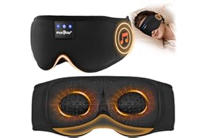 MUSICOZY 3D Bluetooth Sleep Mask Headphones, 100% Blockout Sleep Headphones with Bluetooth 5.4, 16H Play, Soft Eye Mask with Headphone for Sleeping,Travel,Nap & Side Sleepers, Gift for Men/Women