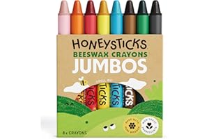 Honeysticks - Pastelli in 100% pura cera d’api (confezione da 8 pezzi, sottili). Naturali, atossici e sicuri per bambini di ogni età. Fatti a mano in Nuova Zelanda.