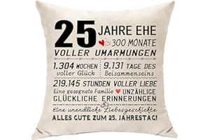 Hasodeo 25 Jahre Ehe Geschenk Für Ihn Sie, 45x45cm Kissenbezug Silberhochzeit Geschenk, Beste Hochzeitstag Jahrestag Geschenkidee, Geschenk zum 25. Jahrestag Für Paare Männer Frauen Mann Frau (25th)