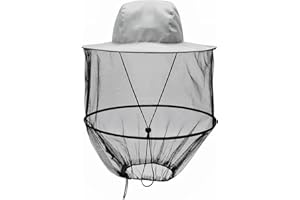 Amexo Chapeau D'apiculteur Moustiquaire, Moustiquaire Chapeau Ecran Insecte Chapeau de Masque Anti-Moustique ExtéRieur Chapeau de Apiculteurs Extérieur pour Pêche en Plein Air Camping