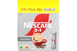 ‎NESCAFÉ NESCAFÉ 2in1 XXL Pack 30 Sticks, löslicher Bohnenkaffee mit Creamer, Instant-Kaffee aus erlesenen Kaffeebohnen, 1er Pack (30 Sticks à 8g)