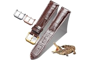 BINLUN Cinturino in Coccodrillo Pelle 12-24mm, Cinturini Orologio in Alligatore per Uomo Donne Cinturino Cuoio