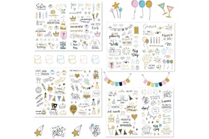 ‎MAGIHO Sticker Geburtstag, (225 Motive) Geburtstag Sticker Set, Sticker Fotoalbum, Sticker Gästebuch, Liebevoll Gestaltete Geburtstagssticker als Deko, Aufkleber Kinder Erwachsene Teenager - Elegantes Design