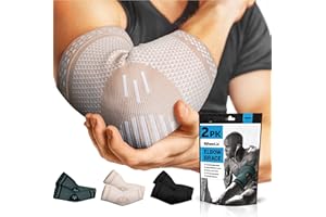 POWERLIX Bandaż na łokieć, 2 sztuki, kompresyjny bandaż na łokieć dla kobiet i mężczyzn, bandaż na łokieć, łokieć, ramię golfisty, sport, artretyzm, zapalenie ścięgien, bóle stawów, Beżowy L