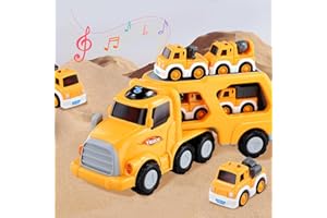 XIAOEVER Toddler Toy Cars for 2 3 Year Olds, 7 in 1 Carrier Truck Transport Vehicles Construction Truck Toys, Friction Power Toys Vehicle for 1-6 Year Old Boys Toys, Digger Toys Truck Toys Birthday Gifts