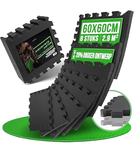 Meisterhome 60 x 60 x 1 cm, 21 stuks, 7,56 m², antraciet beschermmatten set, puzzelmat, vloerbeschermingsmat, legmat, fitnessmat, turnmat, sportmat, trainingsmat
