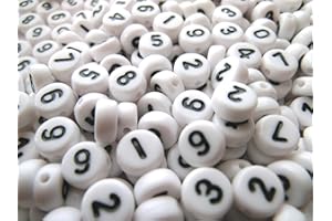 BEADSVISION Zahlenperlen Mix 0-9 rund 7mm Perlen Buchstabenperlen (250 Zahlenperlen Mix 0-9#8)