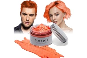 MIFELOY Teinture pour cheveux orange Teinture pour cheveux temporaire 4,23 onces, Crème pour cheveux instantanée Boue Pomade coiffure naturelle, Femmes Hommes Styling Haartone Wax, Halloween Party Cosplay