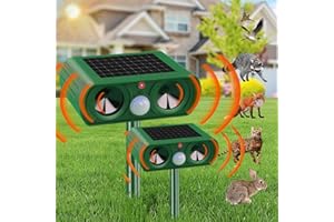 ROAMROVER Repulsif Chat Exterieur Solaire, Pack de 2 Répulsif Chat Ultrason, Repousse efficacement Les Chats, Les Oiseaux, Les Renards, Les ratons laveurs, Les Lapins et Les rongeurs.