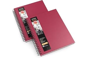 Arteza Cuadernos de acuarela, 9x12” (22,9x30,5 cm), pack 2 diarios tapa dura color rosa, 64 hojas, papel acuarela 300 gsm, bloc espiral, también para gouache, acrílico, lápiz, medios húmedos y secos