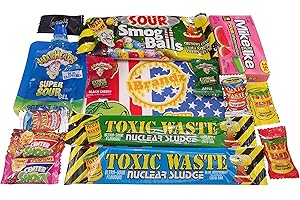 iBrandz Super Sour Sweet Gift Box Hamper American Candy. Extreme Sour selection includes Warheads Toxic Waste