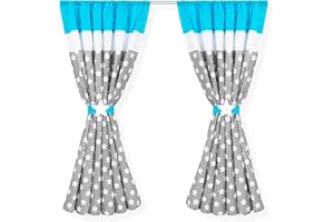 ZIEBA Amilian® Kinderzimmer Vorhänge 155 x 155 cm Set mit Schlaufen Baby Gardinen Vorhang V06