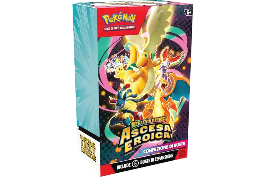 Pokémon: Pack of Megaevoluzione Expansion Booster Packs - Heroic Rise of the GCC Pokémon (Six Expansion Packs), Italian Edition