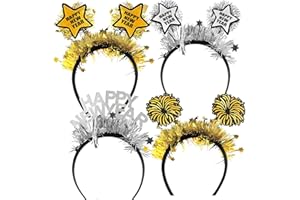 OuMaiFeng 12 Silvester Deko 2025, Silvester Haarreif Silvester Brille 2025 Happy New Year Deko Kopfbedeckung Party Fotoautomat Requisiten Zubehör Party Kostüm