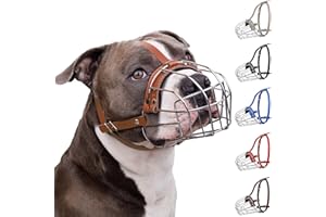 BRONZEDOG Pitbull - Bozal para Perro, Cesta de Metal Transpirable para Perros Grandes, Amstaff Staffordshire Terrier, morder, Masticar, ladridos (marrón Claro)
