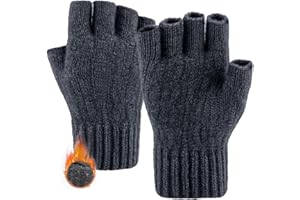 lifwimner Fingerless Gloves for Men Women Winter Thermal Half Finger Gloves Warm Knitted Mittens for Work Typing Driving